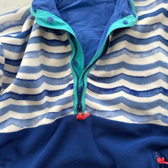 Chubbies Reversible Fleece 1/2 Zip Pull Over Jacket Men Size Large Blue Waves - Picture 10 of 10